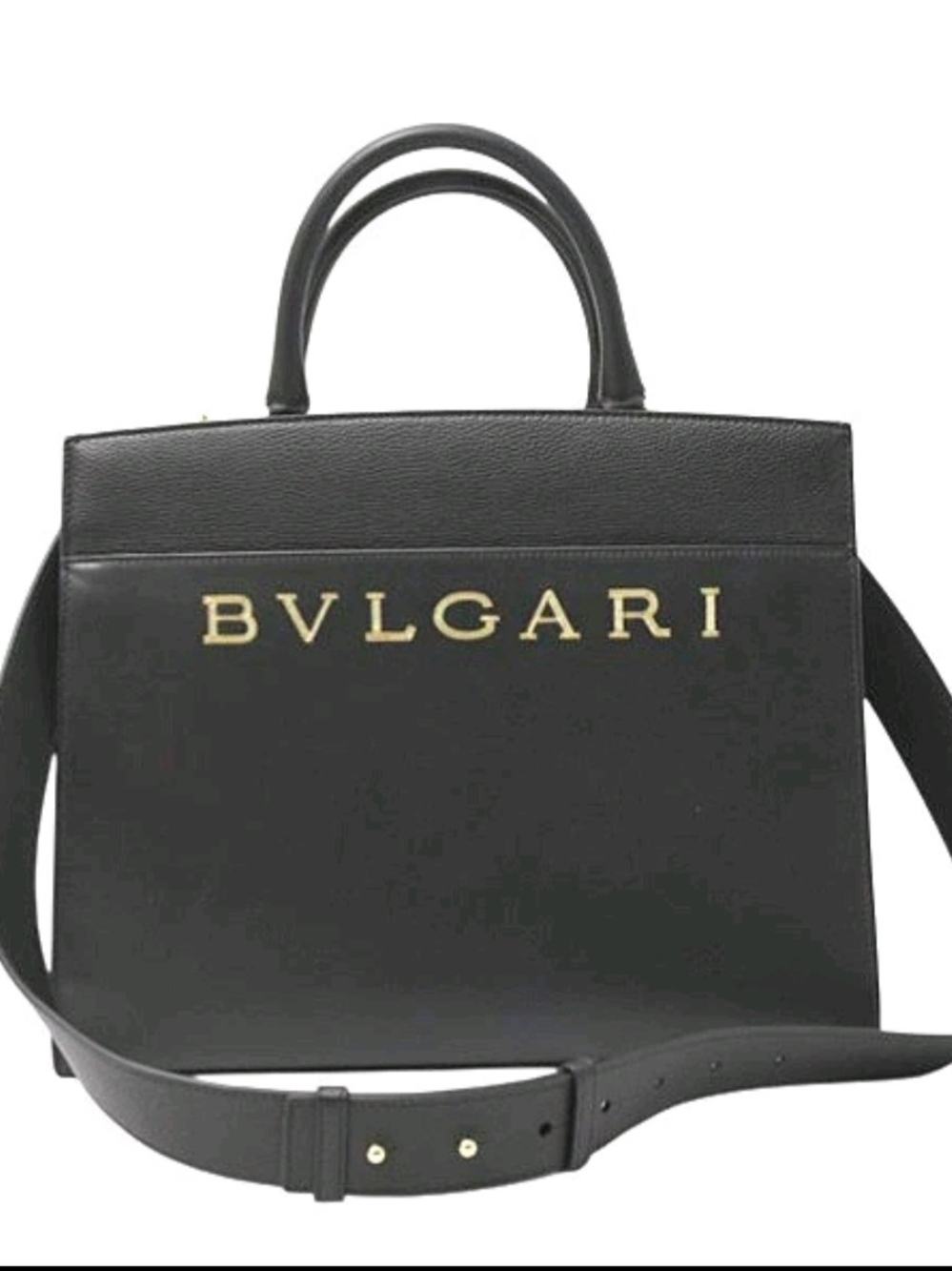 $3000 Bag Bulgari Black Leather Top-Handle Satchel
